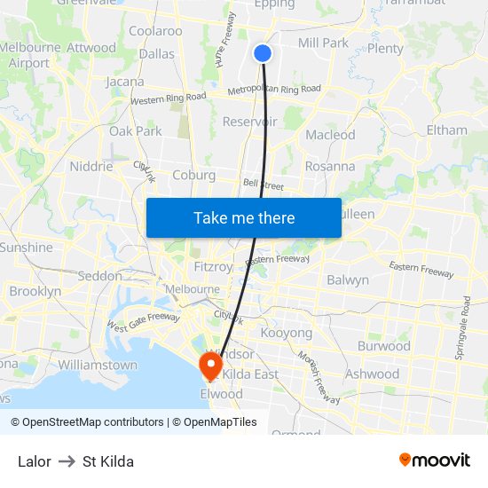 Lalor to St Kilda map