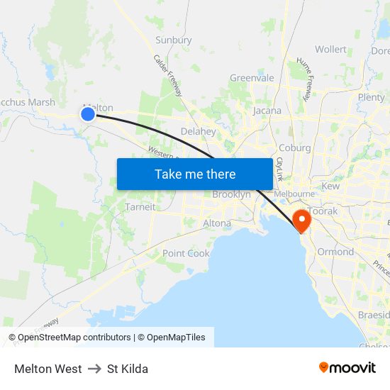 Melton West to St Kilda map