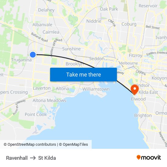 Ravenhall to St Kilda map