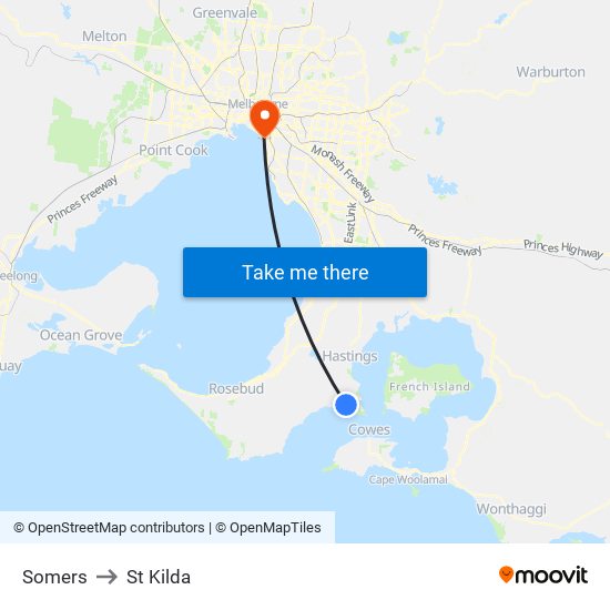 Somers to St Kilda map