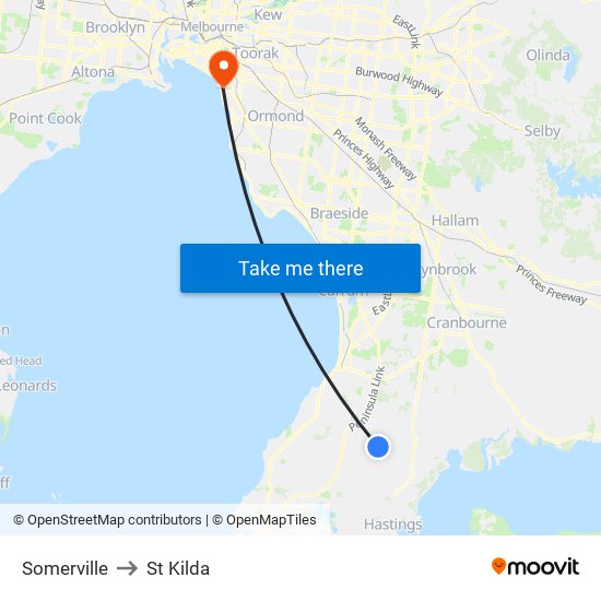 Somerville to St Kilda map