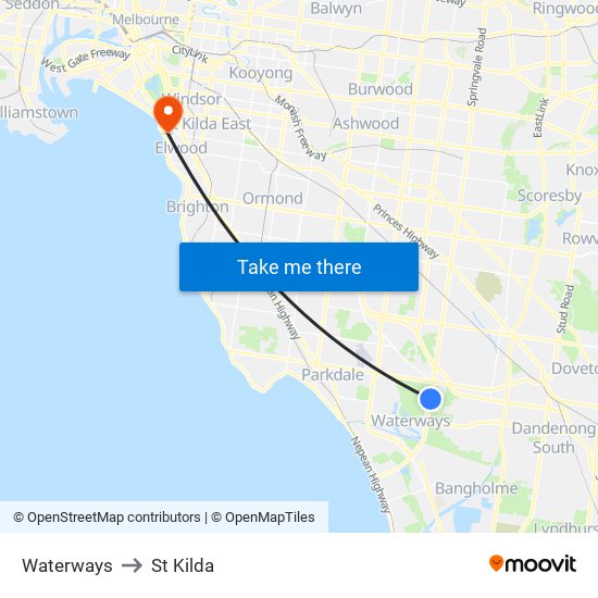 Waterways to St Kilda map