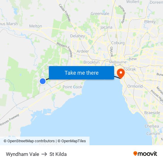 Wyndham Vale to St Kilda map