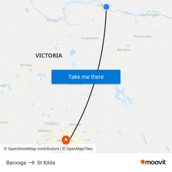 Barooga to St Kilda map