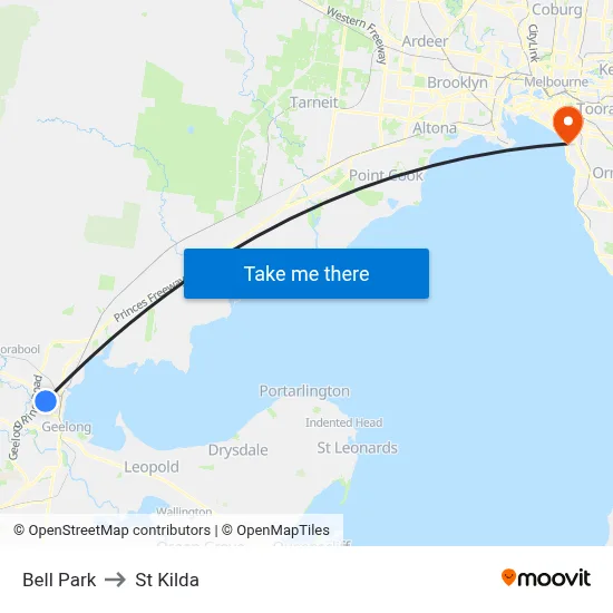 Bell Park to St Kilda map
