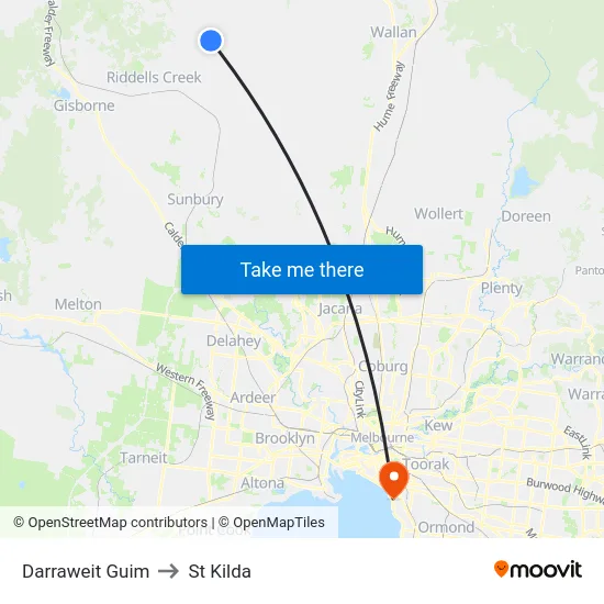 Darraweit Guim to St Kilda map