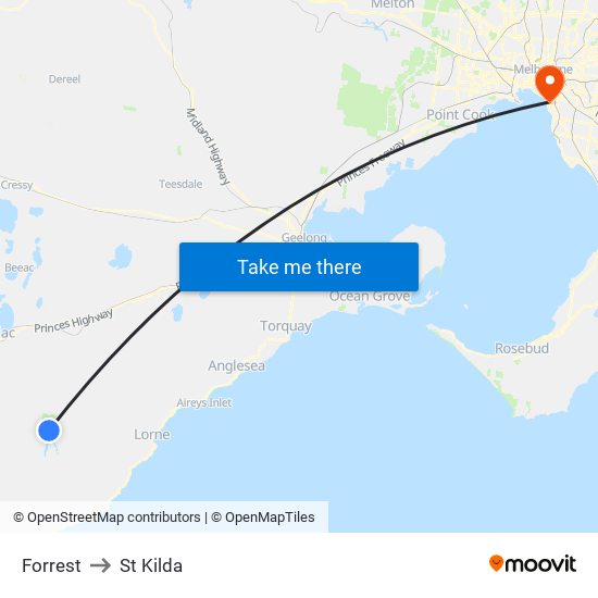 Forrest to St Kilda map