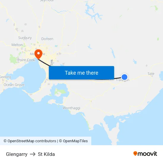 Glengarry to St Kilda map