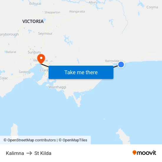 Kalimna to St Kilda map