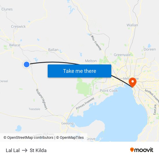 Lal Lal to St Kilda map
