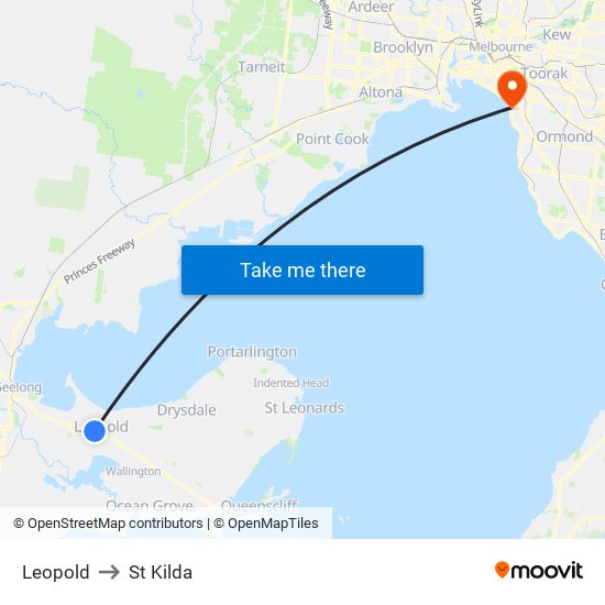 Leopold to St Kilda map