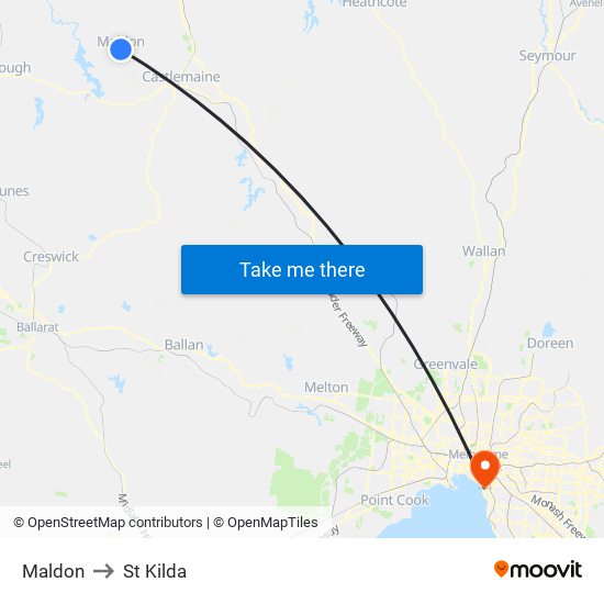 Maldon to St Kilda map