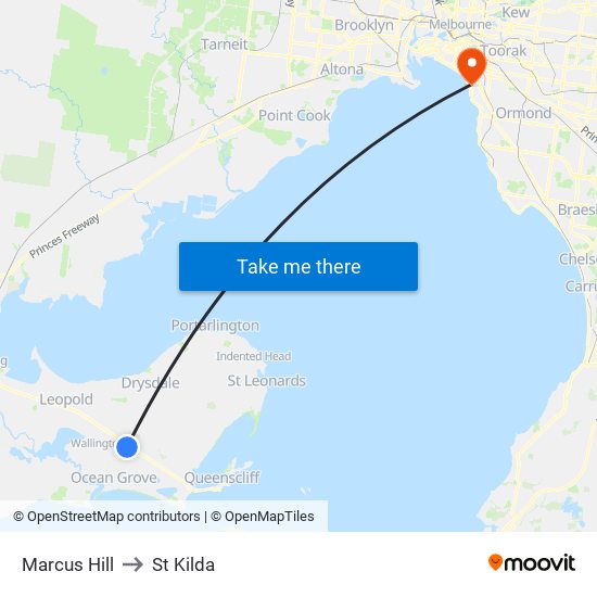 Marcus Hill to St Kilda map