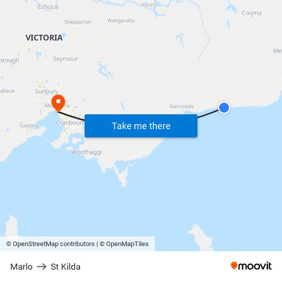 Marlo to St Kilda map