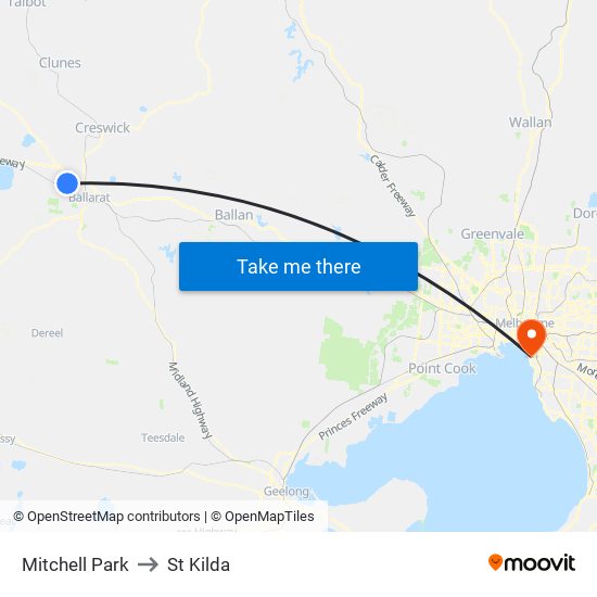 Mitchell Park to St Kilda map