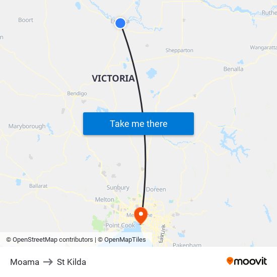 Moama to St Kilda map