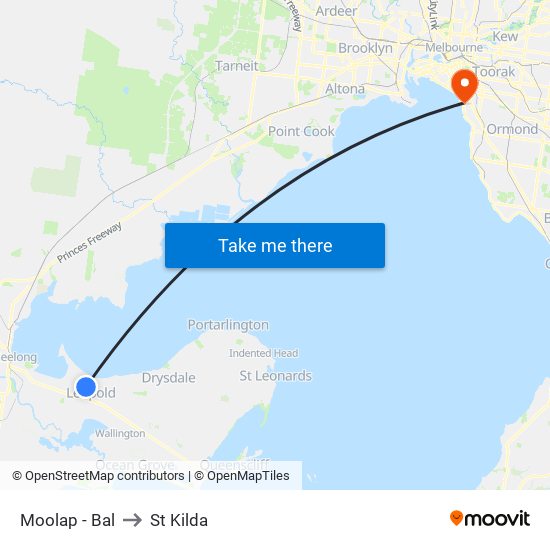 Moolap - Bal to St Kilda map