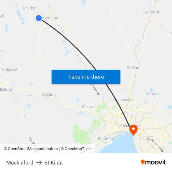 Muckleford to St Kilda map