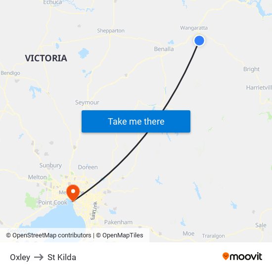 Oxley to St Kilda map