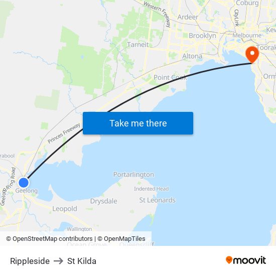 Rippleside to St Kilda map