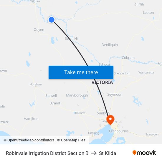 Robinvale Irrigation District Section B to St Kilda map