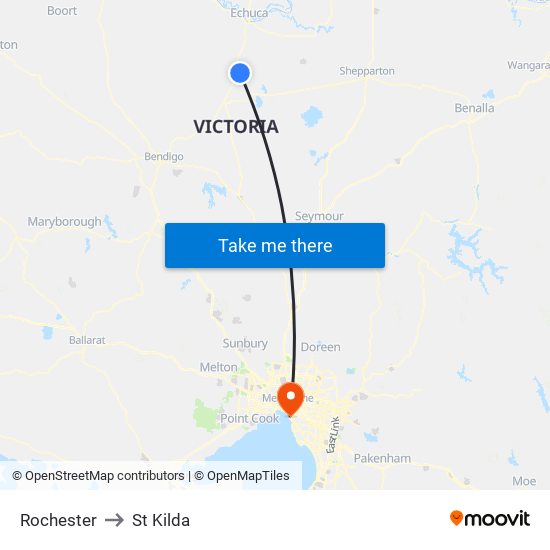 Rochester to St Kilda map