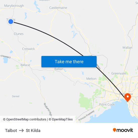 Talbot to St Kilda map