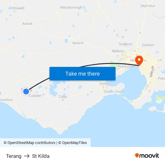 Terang to St Kilda map