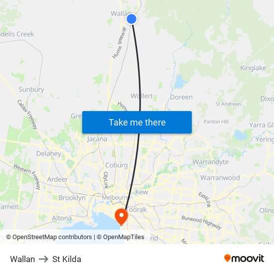 Wallan to St Kilda map