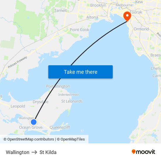Wallington to St Kilda map