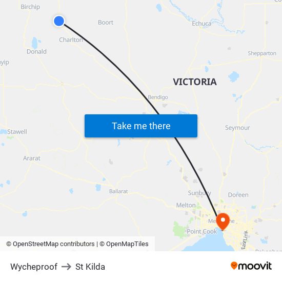 Wycheproof to St Kilda map