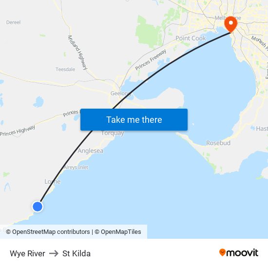 Wye River to St Kilda map