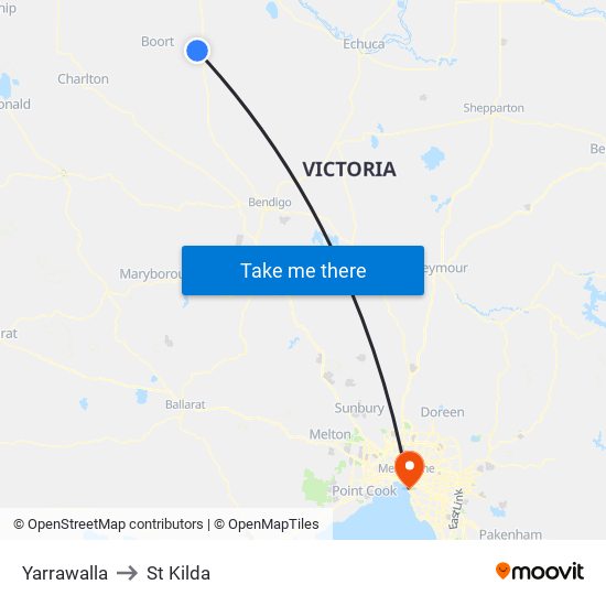 Yarrawalla to St Kilda map