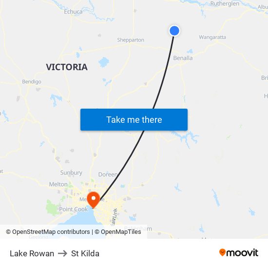 Lake Rowan to St Kilda map