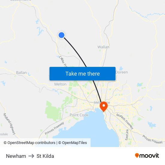 Newham to St Kilda map