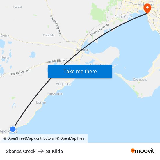 Skenes Creek to St Kilda map