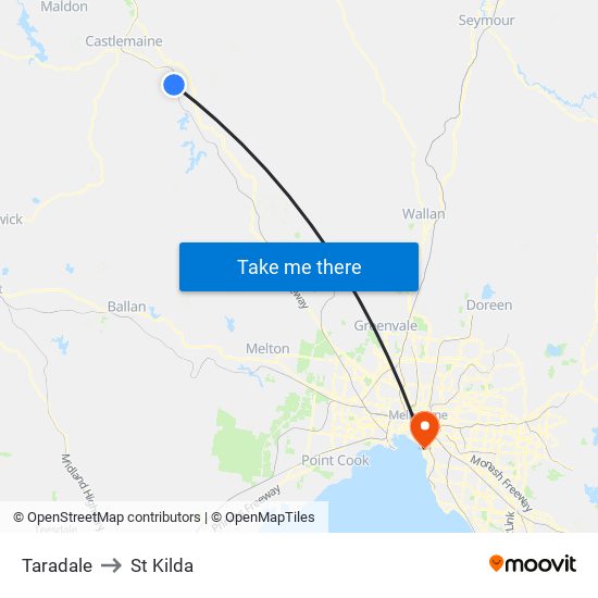 Taradale to St Kilda map