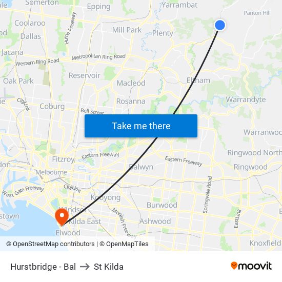 Hurstbridge - Bal to St Kilda map