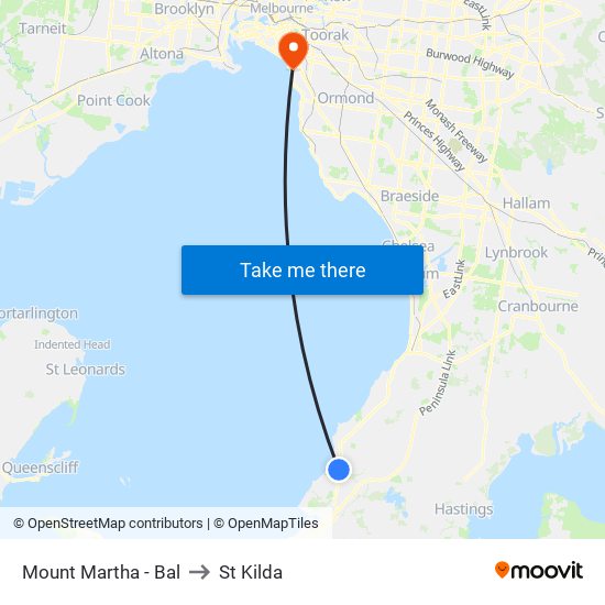 Mount Martha - Bal to St Kilda map