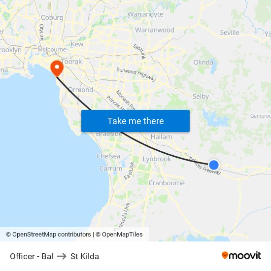 Officer - Bal to St Kilda map