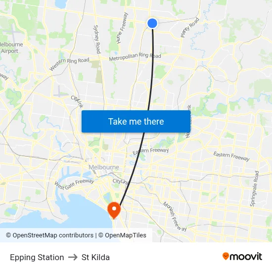 Epping Station to St Kilda map