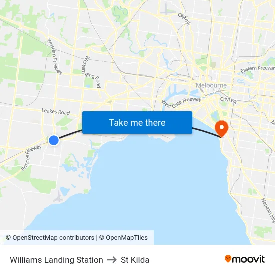 Williams Landing Station to St Kilda map
