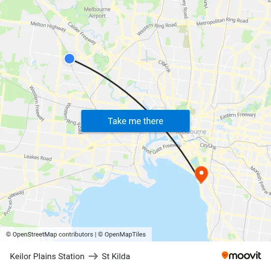 Keilor Plains Station to St Kilda map