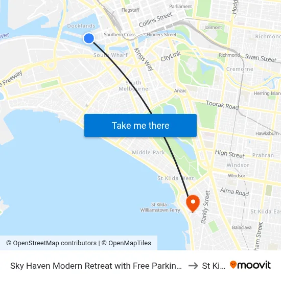 Sky Haven Modern Retreat with Free Parking, Melbourne to St Kilda map