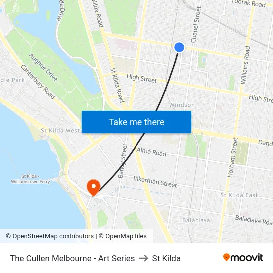 The Cullen Melbourne - Art Series to St Kilda map