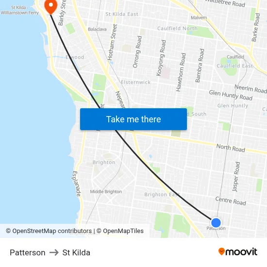 Patterson to St Kilda map