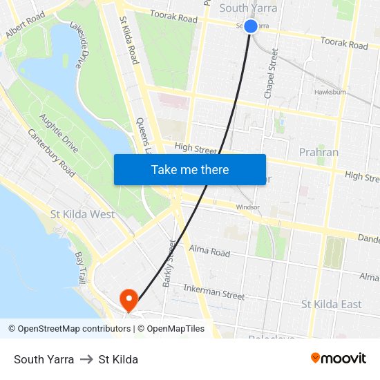 Map Of St Kilda Melbourne South Yarra, South Yarra To St Kilda, Melbourne With Public Transportation