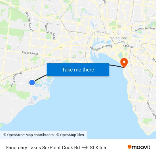 Sanctuary Lakes Sc/Point Cook Rd to St Kilda map