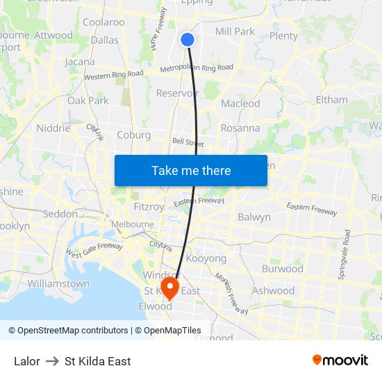 Lalor to St Kilda East map