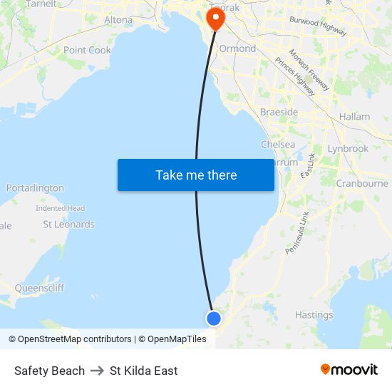 Safety Beach to St Kilda East map